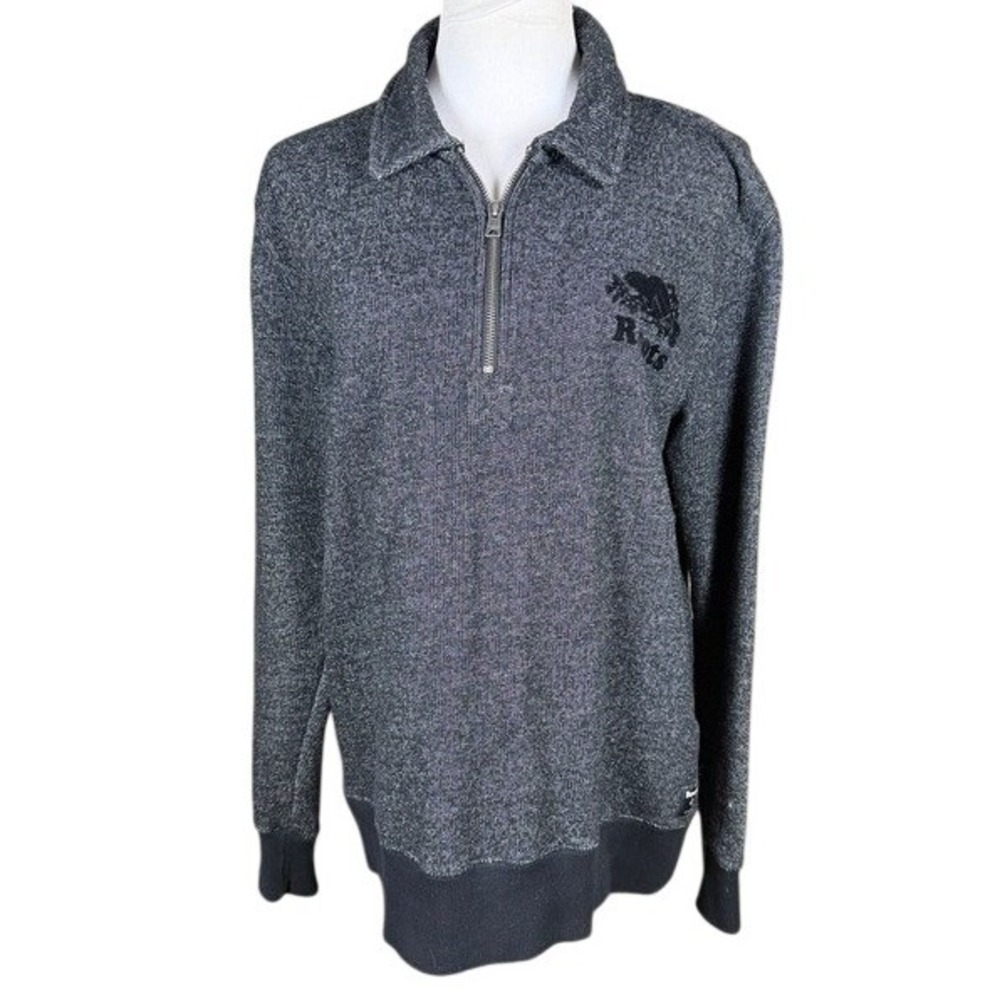 Roots Womens Salt and Pepper Quarter Zip Pullover Charcoal Grey Sweatshirt M
